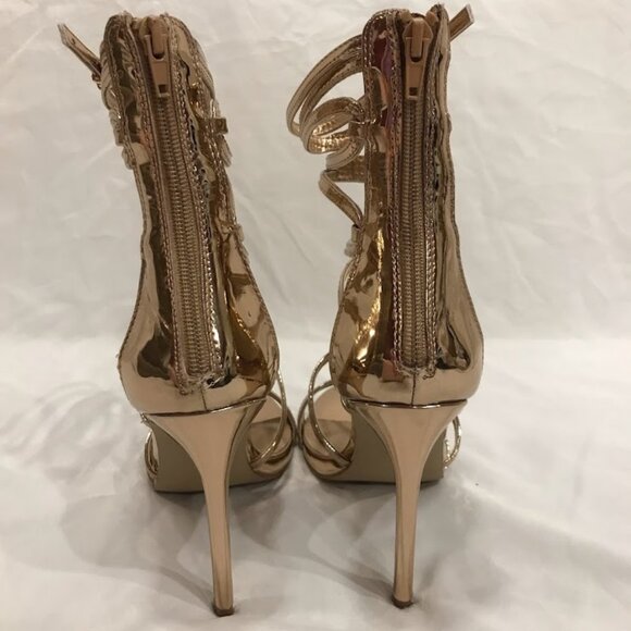 Steve Madden Flaunt Rose Gold Caged Heels Size 8 - Picture 3 of 4